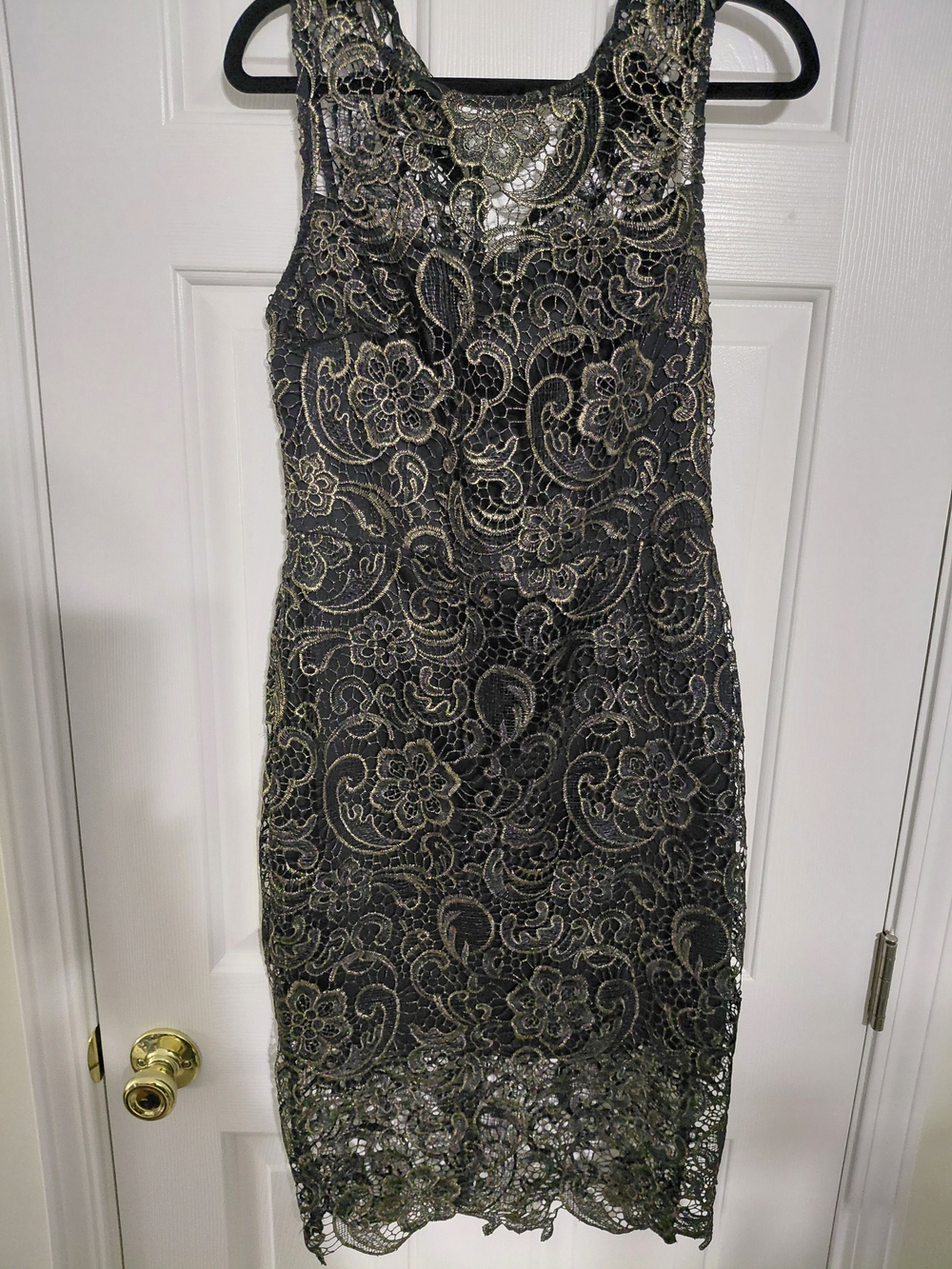Bisou Bisou Black Lace Dress with Gold Accents